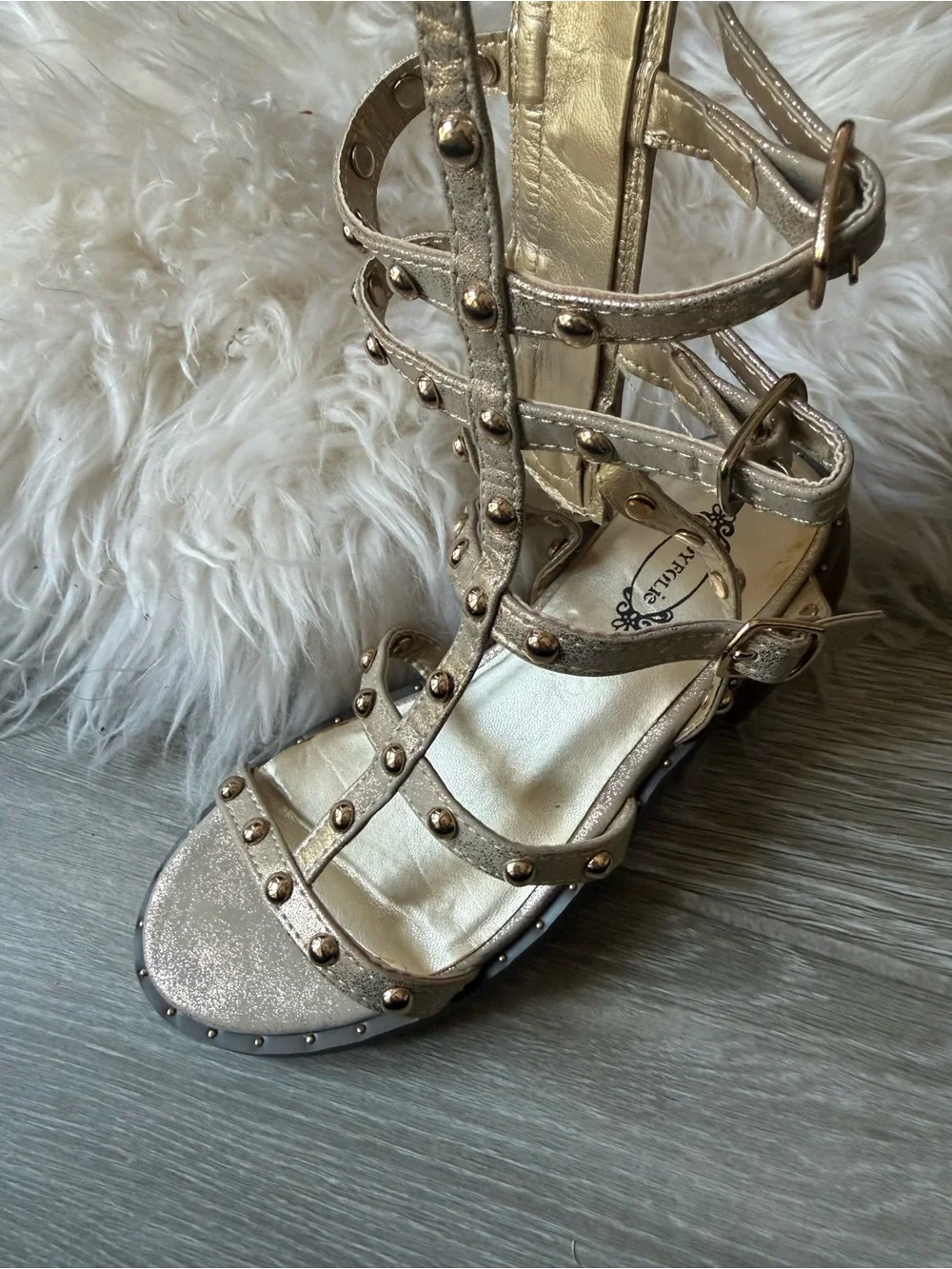 Joyfolie Girls Tan Knee-High Gladiator Sandals